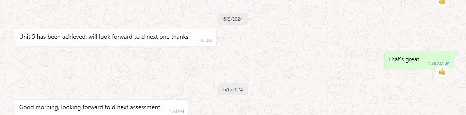 Client feedback screenshot